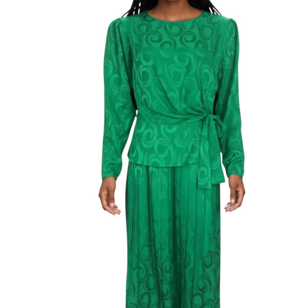 Pat Argenti 2 piece green silk dress